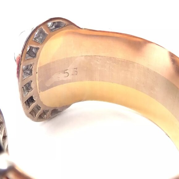 Authentic! Cartier Diamond Double C 18k Tri-Color Gold Band Ring Size 53 US 6.25 - Picture 10 of 11